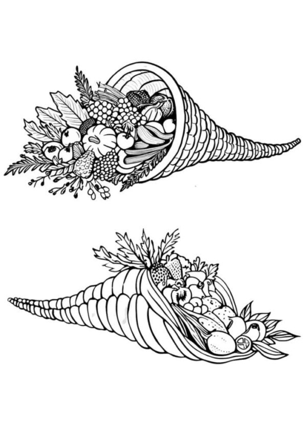 Cornucopia Coloring Page | 20 A4 Printable PDF Downloadable