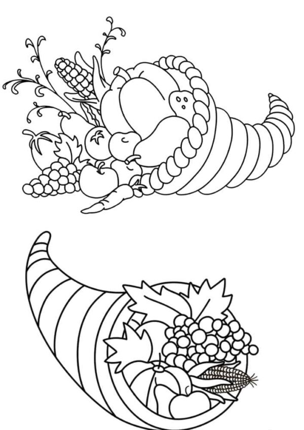 Cornucopia Coloring Page | 20 A4 Printable PDF Downloadable