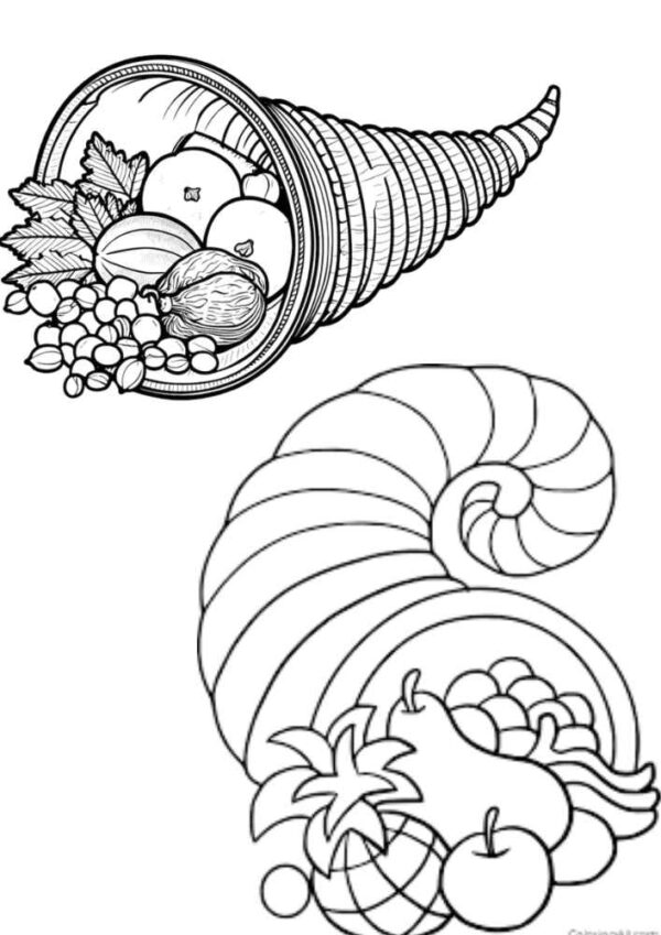 Cornucopia Coloring Page | 20 A4 Printable PDF Downloadable