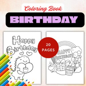 Birthday Coloring Pages Printable PDF Instant Download