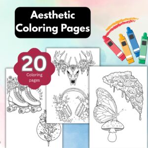 Aesthetic Coloring Pages Printable PDF Instant Download