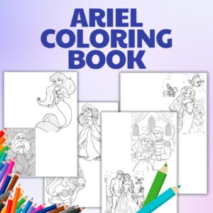 Ariel Coloring Pages Printable PDF Instant Download