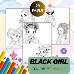 Black Girl Coloring Pages Printable PDF Instant Download