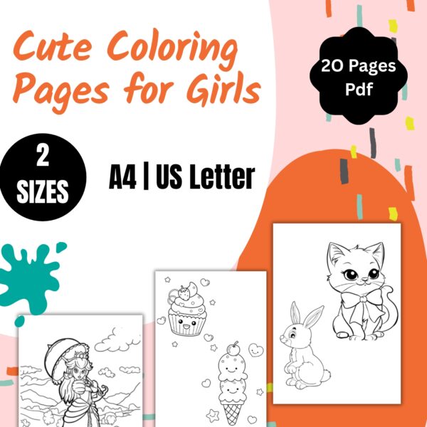 Cute Coloring Pages for Girls | 20 Printable A4 PDF Download