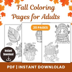 Fall Coloring Pages for Adults PDF Printable A4 Autumn Leaves & Seasonal Designs