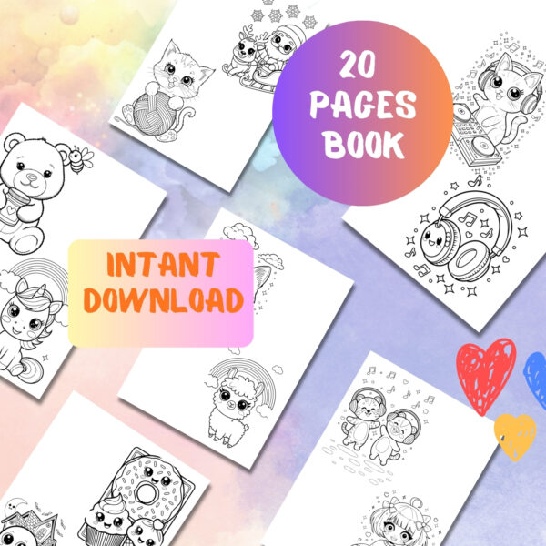 Kawaii Coloring Pages | 20 Printable A4 PDF Download