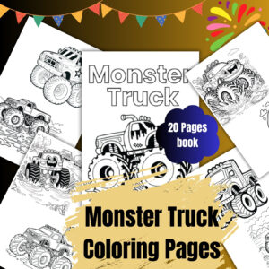 Monster Truck Coloring Page PDF Printable A4 Digital Download