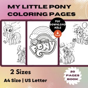 My Little Pony Coloring Pages Printable PDF A4 Pony Coloring Book for Kids