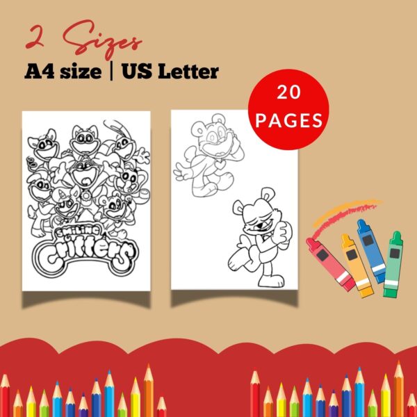 Smiling Critters Coloring | Download 20 Printable PDF Pages
