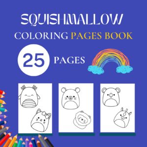 Squishmallow Coloring Pages Printable PDF Digital Coloring Book Instant