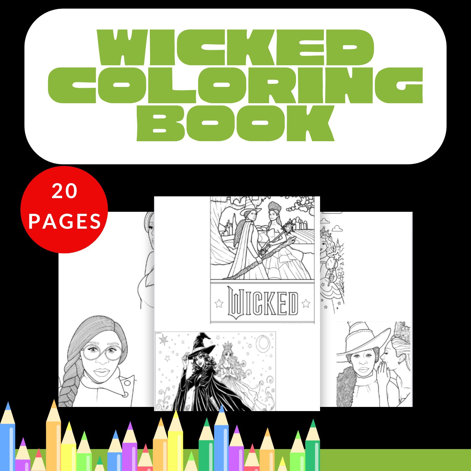 Wicked Coloring Pages Printable PDF for Kids & Fans