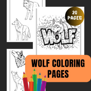 Wolf Coloring Pages PDF Printable A4 Coloring Book Wild Wolf and Werewolf Art